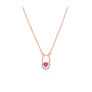 Pendentif cœur en or jaune avec accent de diamant de laboratoire, tendance pour femme, or 14 carats, à porter au quotidien - Product Image 1