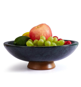 Moderna Tazón de Mármol Verde para Servir - Tazón Decorativo Multifuncional para Cocina y Comedor, Ideal para Celebraciones de Diwali y Ramadán, Época de Piedra - Product Image 1