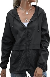 Veste coupe-vent pour femme, nouvelle conception, de haute qualité, sportive, élégante, noire, en polyester, avec fermeture éclair et capuche. - Product Image 4