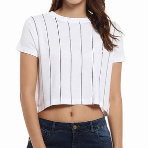 Hauts courts décontractés de printemps pour femmes en promotion, à manches courtes, coupe régulière, vente en gros, fabricant OEM, fournisseur, toile écologique - Product Image 1