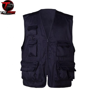 Gilet utilitaire noir pour homme, col en V, fermeture éclair intégrale, plusieurs poches zippées, pour la chasse, la pêche, la photographie, les voyages, respirant et léger - Product Image 1