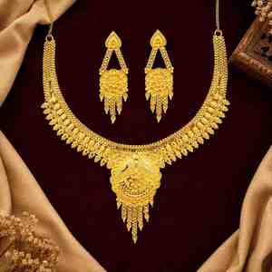 Wholesale 14K 18K 24K Dye Gold Filled Short Fashion Necklaces, Traditional Design Jewelry Set, Brass Dye Gold Dubai Jewelry Set. - Product Image 2