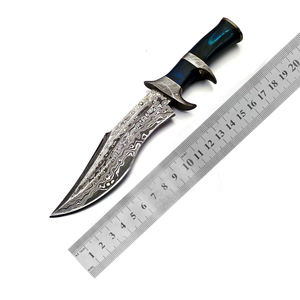 Cuchillo de Caza de Acero con Patrón Damasco y Espiga Completa para Camping y Pesca, Etiqueta Privada y Pedidos al por Mayor - Product Image 1