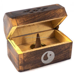 Quemador de incienso de cono de madera con símbolo YIN YANG, adecuado para quemar incienso de forma segura - Product Image 1