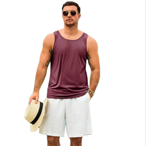 <b>Men's</b> Solid Color Sleeveless Tank <b>Top</b> <b>Turtleneck</b> Knitted Spandex/Cotton Breathable Eco-Friendly Quick Dry Comfortable Casual Gym - Product Image 1