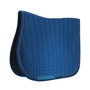 Tapis de selle de dressage matelassé blanc avec garniture en strass et doublure en polaire pour la compétition d'équitation - Product Image 5