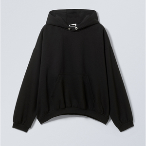 Sudadera con Capucha Negra para Hombre, Corte Holgado, Estilo Casual de Otoño, con Bolsillo Delantero y Manga Regular - Product Image 3