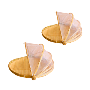 ถาดไม้ไผ่พรีเมียมพร้อมฝาครอบอาหารกันแมลงแบบตาข่าย มีหลายขนาดให้เลือก งานฝีมือเวียดนาม - Product Image 1