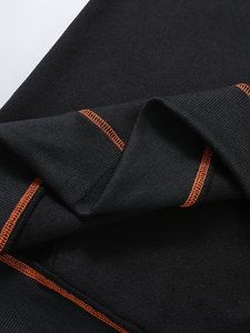 Men's Black Hooded Sweatshirt Regular Fit French Terry Cotton Casual Autumn Wear Orange Lining Pocket Customizable Personalized - Product Image 6