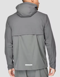 Chaqueta Cortavientos con Capucha para Hombre, Color Sólido, Cierre de Cremallera, Estilo Casual, para Otoño, Material de Poliéster, Logotipo Frontal - Product Image 2