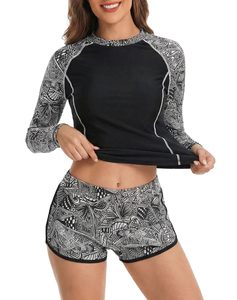 Women's 2-Piece <b>Long</b> <b>Sleeve</b> Rash Guard Bikini Beachwear for Racing Sports Wholesale <b>Swimsuit</b> Rash Guard - Product Image 1