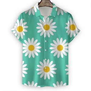 Camiseta de Manga Corta para Hombre, Estampado 3D de Margaritas y Crisantemos, 100% Algodón, Transpirable, Casual, de Verano, Talla Grande - Product Image 3