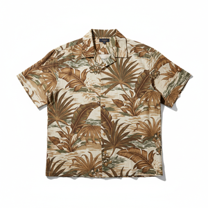 เสื้อฮาวายชายหาดฤดูร้อน ผ้าระบายอากาศ ทรงหลวมสบาย ติดกระดุม ลายพิมพ์ทรอปิคอล คอปกคิวบา เสื้ออะโลฮ่า - Product Image 1