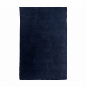 Tapis texturé en laine bleu marine foncé, antidérapant, écologique, à poils épais, style minimaliste, pour salon, chambre, hôtel - Product Image 1