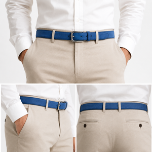 Cinturón de Cuero de Gamuza Premium para Hombre con Hebilla de Acabado Niquelado, Cinturón Casual y Formal de 35 mm de Ancho - Product Image 3