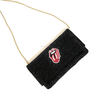 Beaded White Clutch Handmade Rainbow Tongue Lips Motif Durable Magnetic Closure Coin Purse <b>Funky</b> Evening Party Bag Women Casual - Product Image 5