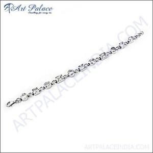 Bracelet chaîne plaqué argent Art Palace avec strass en cristal rond, bijoux classiques pour femmes - Product Image 3