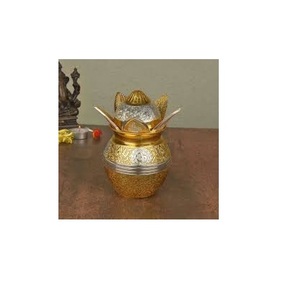 Kalash/Lota Religioso Tradicional Hecho a Mano, Chapado en Oro, de Cobre Puro Pulido, para Pooja, para Templo, Hogar, Boda, Uso Competitivo - Product Image 2
