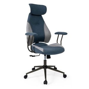Sedia da Ufficio Ergonomica Grigio-Blu con Poggiatesta Regolabile 2D, Schienale Alto, Capacità 150 kg, Realizzata in Materiale Resistente - Product Image 2
