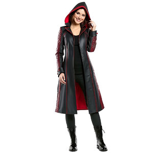 Gabardina de Cuero Gótica Bicolor Negra y Roja para Mujer con Capucha, Larga, Acolchada, Estilo Steampunk, Gran Venta - Product Image 2