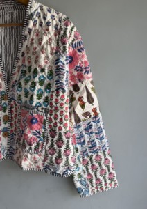Floral Embroidered <b>Quilted</b> <b>Jacket</b> Women's Cotton V-Neck Long Sleeve Spring Coat Handmade Patchwork <b>Pattern</b> gift for her - Product Image 3