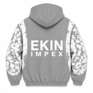 เสื้อฮู้ดฟลีซ Ekin Impex แบบยูนิเซ็กซ์ ทรงโอเวอร์ไซส์ พิมพ์ลายโลโก้ด้านหน้า สไตล์สตรีทแวร์ เหมาะสำหรับใส่ในฤดูหนาว ผลิตจากโพลีเอสเตอร์ 100% พร้อมซิป - Product Image 2