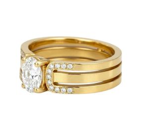 Oval Cut Moissanite <b>Ring</b> 925 Sterling <b>Silver</b> Yellow Gold Plated Classic <b>Solitaire</b> Engagement Wedding <b>Ring</b> Dainty Promise Luxury - Product Image 1
