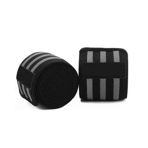 Genouillère personnalisée avec logo imprimé, support élastique, vêtements de fitness pour hommes, noir et gris - Product Image 3