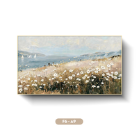 Peinture à l'huile originale personnalisée sur toile, champ de fleurs sauvages, style moderne F6-A9, art floral mural, grande taille encadrée, décoration intérieure