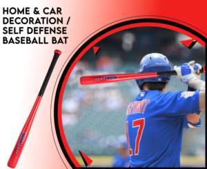 33" <b>Baseball</b> <b>Bat</b> Red Barrel & Black Grip Poplar Wood/Solid wood for Youth & Adult 19 oz & Barrel 2.25 BY NAQQASH SPORTS - Product Image 2