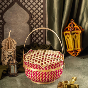 Gold Standard Eco-Friendly Woven <b>Storage</b> Hamper Sustainable Holiday Present Packing Container Native Artisan Weave Festival Pack - Product Image 3