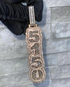 Custom Emerald <b>Letters</b> Number KP 250 Rapper's Hip Hop Jewelry VVS1 Moissanite Pendant 925 Sterling Silver Krishnavii Pendant - Product Image 1