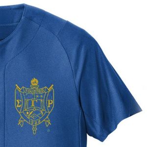 Camiseta Deportiva Extra Grande de la Hermandad Sigma Gamma Rho para Mujer, Manga Corta, Cierre de Botones, Letras Griegas Personalizadas, Color Azul Rey - Product Image 4