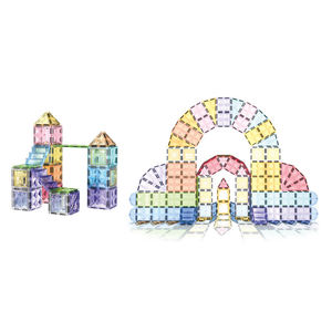 122PCS Bulk Multi-Color Star-Shaped Grooved <b>Plastic</b> Magnetic Building <b>Tiles</b> - DIY Educational Construction Toys for Kids - Product Image 1