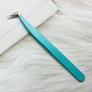 Pince à épiler pour cils RMI Silver Shin Tip 45 degrés en acier inoxydable durable 10 mm avec différentes couleurs revêtuées de poudre et poignée unie - Product Image 4