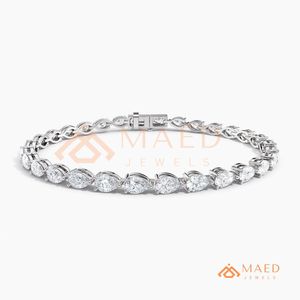 สร้อยข้อมือเทนนิสเงินแท้ 925 ประดับมอสซาไนต์ทรงลูกแพร์ สำหรับผู้หญิง เครื่องประดับแฟชั่น ของขวัญแต่งงาน สไตล์หรูหราสง่างาม - Product Image 6
