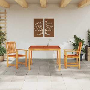 Juego de comedor de jardín de madera maciza de acacia marrón de 3 piezas - Product Image 4