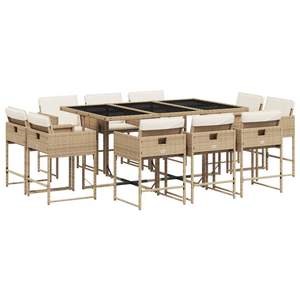 Set di 10 Pezzi per Sala da Pranzo da Giardino in Beige e Bianco Crema - Product Image 2