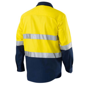 Chemise de travail de sécurité personnalisée en coton thermique respirant, haute visibilité, réfléchissante, vert néon, avec nom personnalisé pour hommes - Product Image 4