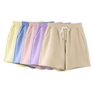 Shorts de course décontractés pour hommes 100 % coton molletonné, écologiques, respirants, séchage rapide, anti-plis, brodés, élastiques - Product Image 1