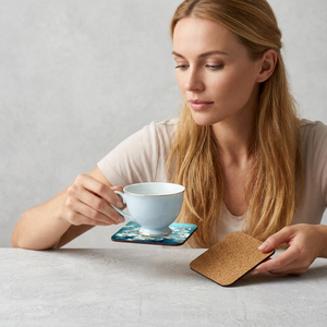 Handmade Modern Luxury Wood & Meena Coasters Anti-Slip Eco-Friendly Extra <b>Large</b> Made in India - Product Image 1