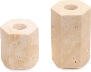 Porte-bougie hexagonal en marbre naturel, support à bougie en marbre crème de qualité supérieure pour la décoration de la maison, table à manger, mariage - Product Image 6