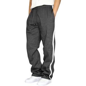 Pantalon de survêtement unisexe en molleton, couleur unie, taille élastique, coupe ample, poches latérales à rayures, pour toutes les saisons - Product Image 1
