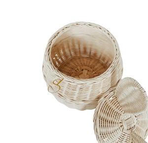 Cute Rabbit Shaped Rattan <b>Basket</b> with Lid Woven Decorative Toy Storage Bin Kids Blanket Clothes <b>Laundry</b> Hamper <b>White</b> - Product Image 3