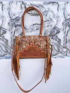 Real Cowhide Leather Western Style <b>Bag</b> Hand <b>Tooled</b> Carving Fringe <b>Tote</b> <b>Bag</b> New Designer Hot Selling Shoulder <b>Bags</b> for Women - Product Image 5