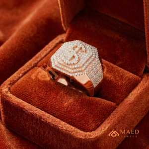แหวนผู้ชายโรสโกลด์ประดับโมอิสซาไนต์ทรงกลมแบบ Iced Out สไตล์ฮิปฮอป ดีไซน์หรูหรา ของขวัญสำหรับผู้ชาย - Product Image 4