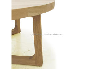 Round Natural Wood Coffee <b>Table</b> with Open Frame Base Modern Minimal Center <b>Table</b> <b>for</b> Living Room Wholesale Custom Design - Product Image 3