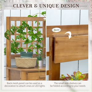 Tavolo da Lavoro in Legno Marrone con Ripiani e Cassetto per Esterni - Product Image 5