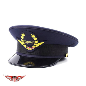 Casquette de capitaine bleu marine brodée en soie métallique de qualité supérieure KEW Wholesale |   Casquette d'uniforme brodée |   Casquette de parade et de cérémonie - Product Image 2