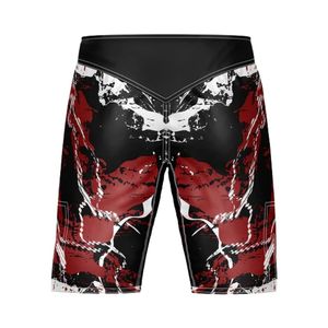 Shorts de combat MMA pour hommes en spandex extensible 4 directions avec motif Red Lightning, vêtements de sport OEM, impression par sublimation, vêtements d'arts martiaux - Product Image 2